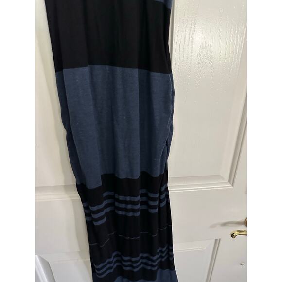 James Perse Women's Black Gray Scoop Neck Striped Print Maxi Dress Size 2 - Picture 4 of 6